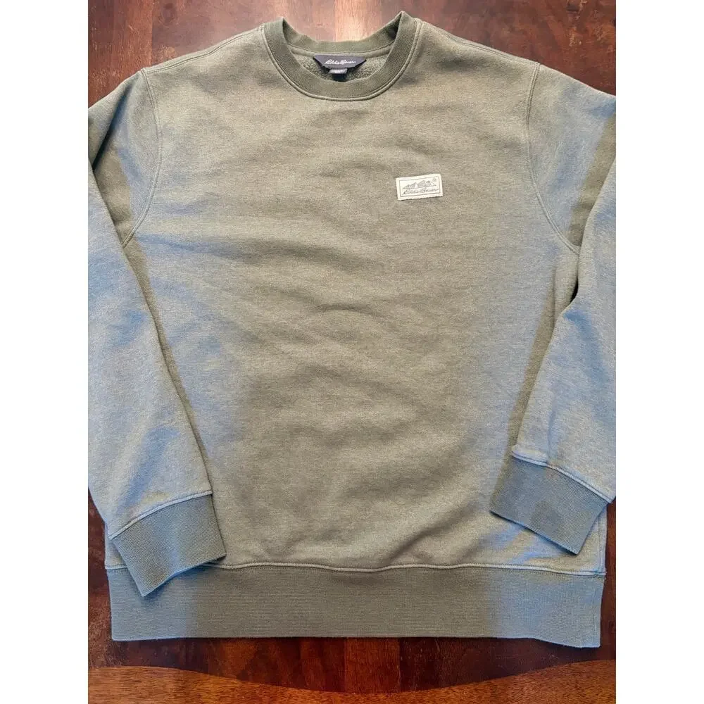 Eddie Bauer Green Crewneck Pullover Sweatshirt Mens M Fleece Preowned - Picture 4 of 9